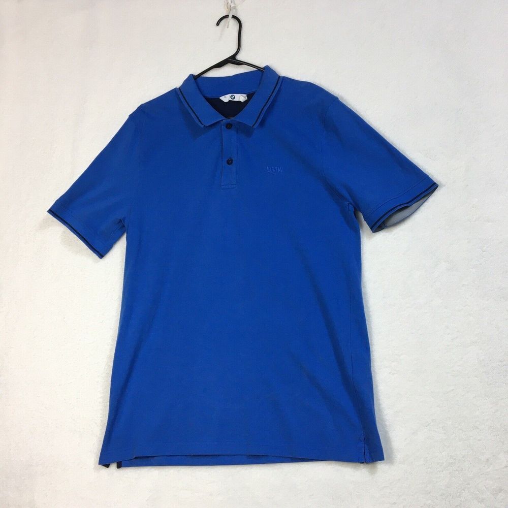 Vintage‎ BMW Polo Womens XL Blue Embroidered Logo Cotton Golf Shirt Portugal